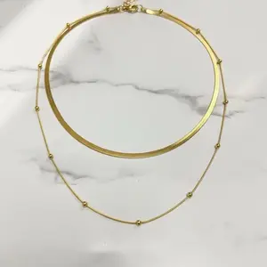 Toni Two-Layer Snake Chain Necklace – 18K Gold Plated Stainless Steel