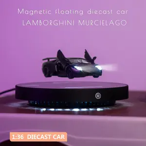 Lamborghini Sports Car Model, Magnetic Floating Alloy Car with Lights, 1:36 Scale