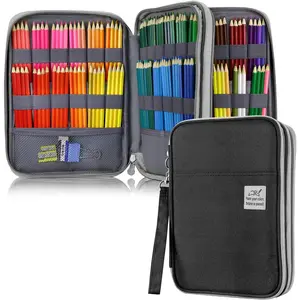 192 Slots Colored Pencil Case, Large Capacity Pencil Holder Pen Organizer Bag with Zipper for Prismacolor Watercolor Coloring Pencils, Gel Pens & Markers for Student & Artist (Black)