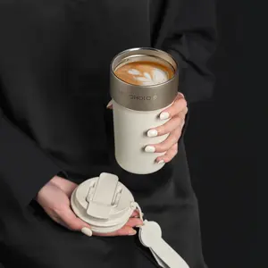 HOLOHOLO Mother's Day Gift 16 oz Coffee Mug with Straw Lid with 100% Leakproof, Portable Water Bottle, Vacuum Insulated Stainless Steel Travel Mug