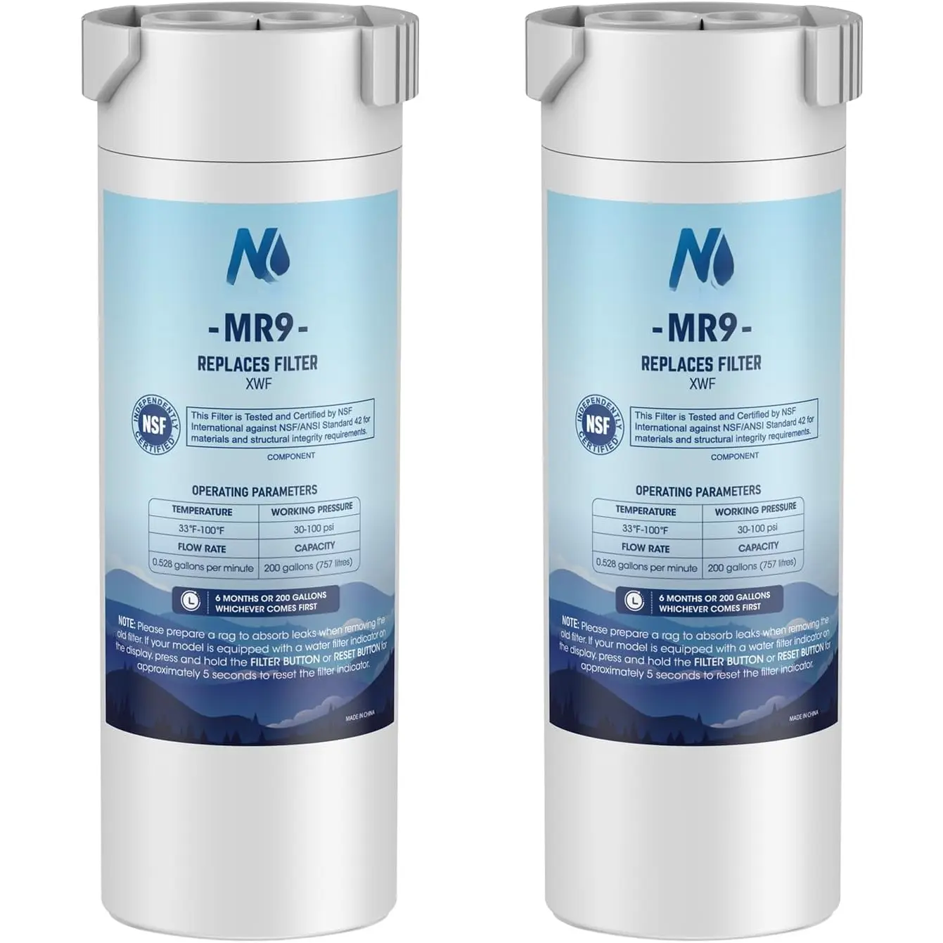 XWF Water Filter, Replacement for GE Refrigerator, Compatible With -Door Models, 2 Pack (Not XWFE)