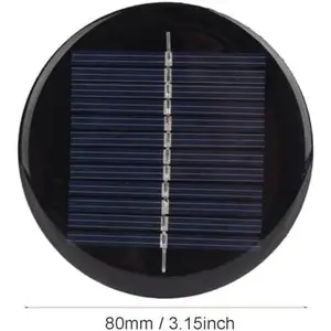 High Efficiency Mini Solar Panel 0.5W 80mm Diameter with Wires for Outdoor Lighting Portable Power Replacement