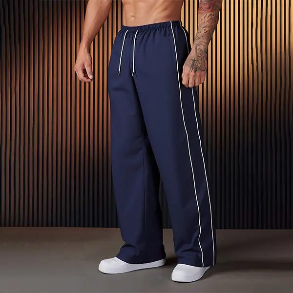 Men's Drawstring Waist Straight Leg Sports Pants Loose Fit Striped design,Versatile Simple Casual Style Sweatpants,Menswear Joggers,Outdoor Trousers,Suitable For Daily Wear,Going Out,Gift For Boyfriends/Sons,Please place an order according to size chart