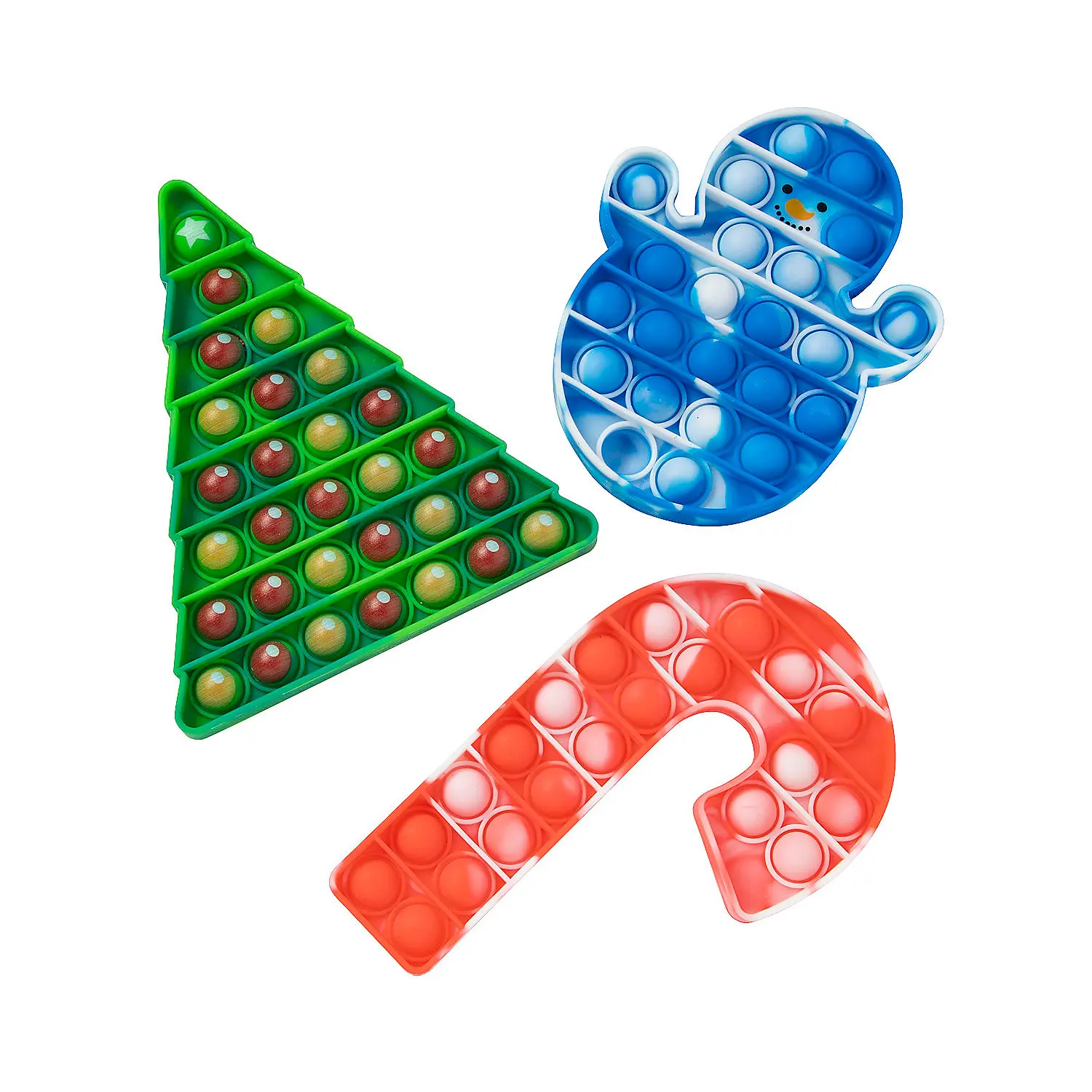 6-Pc Holiday Lotsa Pops Popping Toys - Fidget Relief Sensory Stress Reliever, Christmas Tree Candy Cane Stocking Stuffers