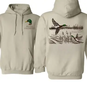 Ducks Unlimited Hoodie, Waterfowl Hunting Pullover, Outdoor Sportsman Gear, Mallard Duck Graphic Hoodie for Hunters
