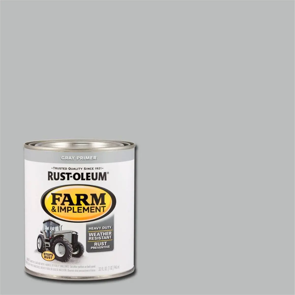 212 MAIN Rustoleum 280106 Oil-Based Farm Primer Paint - 1 Qt Gray, Chip-Resistant, Glossy Finish for Metal & Wood Surfaces (Automotive & Motorcycle Paint Care)