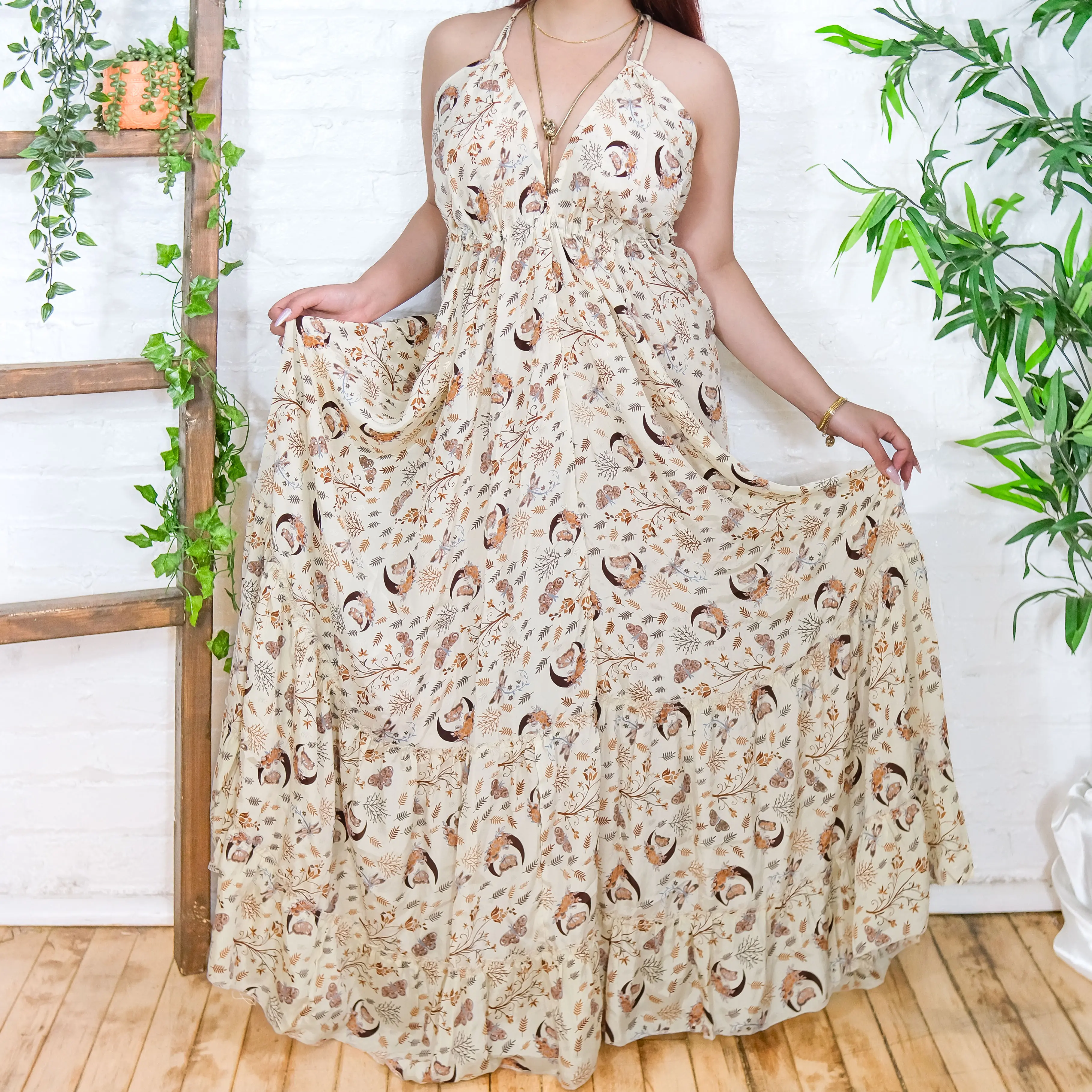 silk chiffon midi dress Ruby Cotton Modest Ivory Lace Forest flattering maternity style SIZE:1S-1M-2L The handkerchief hemline adds