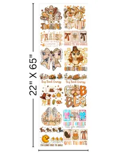 Thanksgiving DTF Transfer Sheet Pre-Designed Gang Sheets for Adult T-Shirts 22x65 Inches Multi-Designs for Easy Printing and Storage