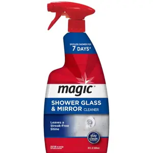 Magic 28 oz. Household Glass Cleaner Spray - Hard Water Stain & Soap Scum Remover, Mold-Fighting Cleaner for Shower Doors & Mirrors, No-Rinse Formula with Stay Clean Tech, 7-Day Spotless Protection, Water-Repelling Sheeting Action