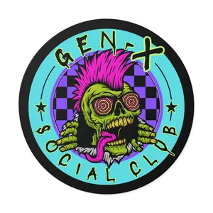 Gen X Social Club skull punk sticker | Round Vinyl Sticker
