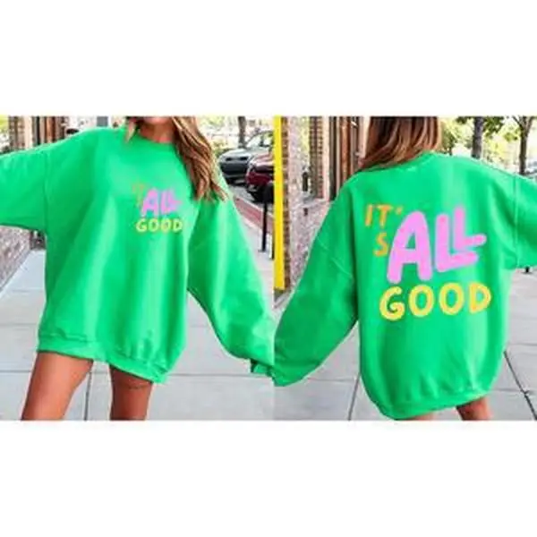 It's All Good, Colorful, Retro Sweatshirt, Women's Crew Neck, Crewneck