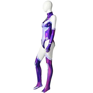 Juvenile Titan Spark Cos Costume Cosplay One-Piece Tights Anime Hero Halloween Party Purple & White Design Vintage Flare Leg Denim Jeans