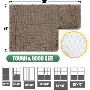 Chenille Absorbent Outdoor Doormat 36" x 24", Washable Muddy Door Mats for Dog Non Slip Indoor Doormat Dog Mat for Muddy Paw Front Inside Door Mat for Entryway Beige