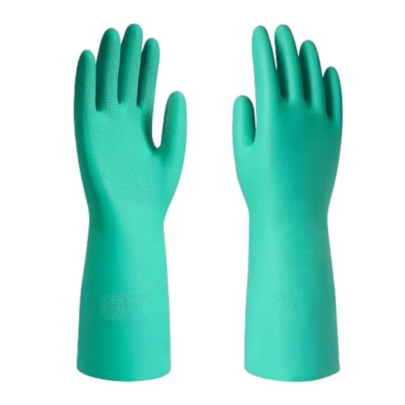 Nitrile Rubber Protective Gloves, Household Durable Cleaning Gloves, Resistant to Chemical Corrosion, Acid and Alkali, Oil and Water, Puncture-Resistant, Thickened, Wear-Resistant, Non-Allergenic, Reusable, Suitable for Dishwashing, Car Repair, Cleaning