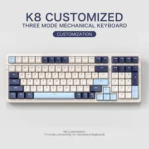 K8 Wireless Mechanical Keyboard, Three-Mode Connection, Full Hot-Swap Keys, Lighting Effects, Silent Structure, Laptop Computer