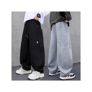 Boys' Wide- Sports Pants with Plaid - Loose-Fit Casual Trousers Suitable for Medium & Large, Machine Washable Wide- Pants for, Playdates, Casual Attire, Spring/Autumn Seasonal Outfits
