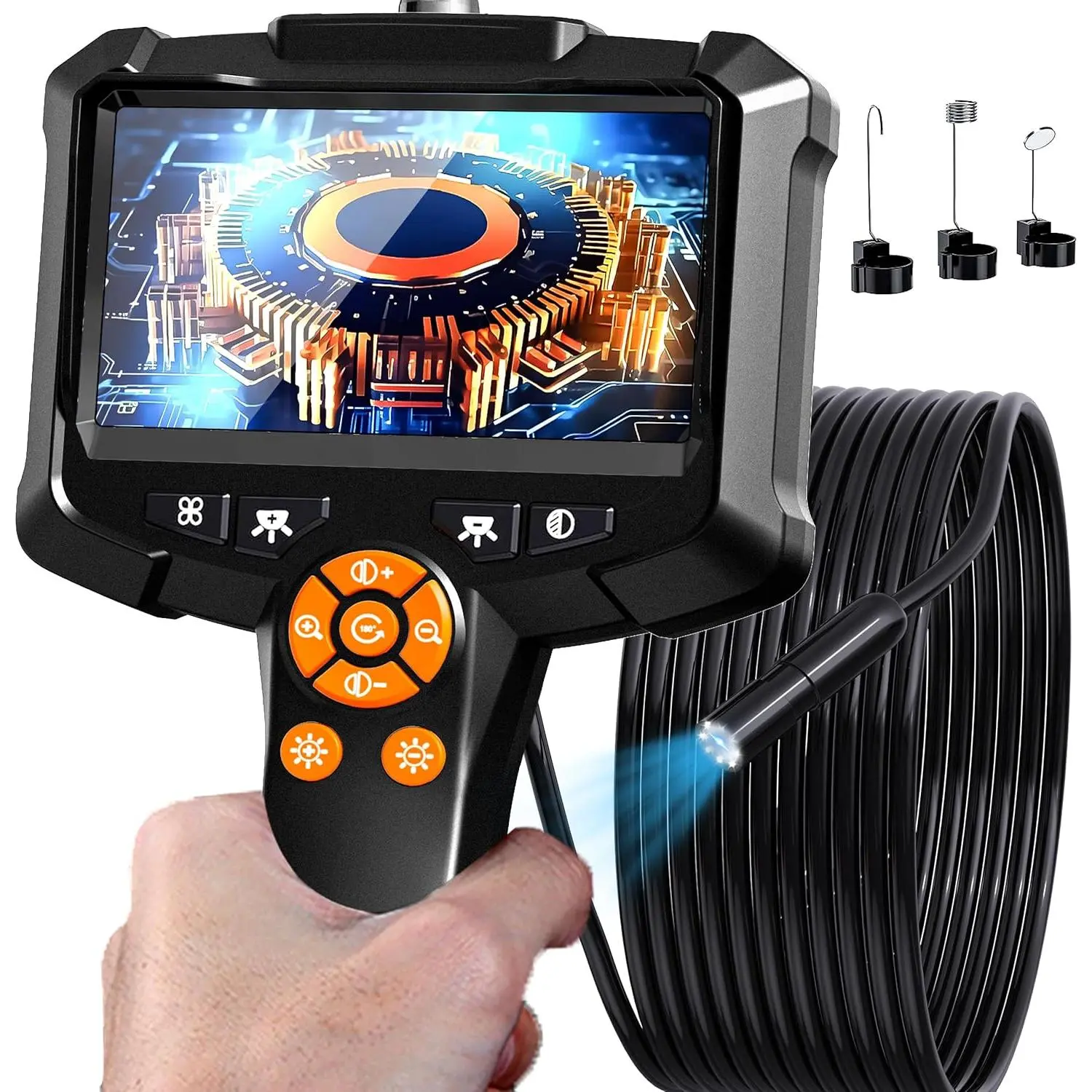 4.3" Endoscope Camera with Light, IP67 Waterproof Endoscope, 1080 HD Inspection Camera, Borescope Camera with Light, Snake Camera, 16.5ft Endoscope Camera, Gadgets for Men