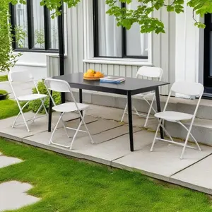 Plastic Folding Chairs Set of 10, Black Plastic Folding Chairs, Perfect for Party Event Outside Entertaining,350 LBS Capacity 10 Pack Folding Chairs with Leather Padded Cushion Seats & Durable Metal Frame, Comfortable, Foldable, Portable, Commercial Event