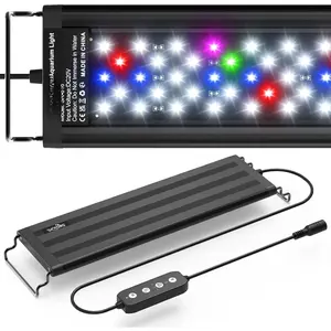 Led Aquarium Light for -Full  Fish  Light with Timer Auto /Off, 12-18 Inch, Adjustable Brightness, White Blue Red Green  LEDs with Extendable Brackets for Freshwater