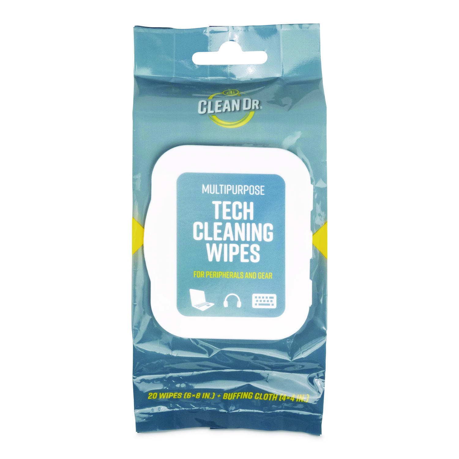 ScreenDr Device and Screen Cleaning Wipes 6.88" x 3.9" Unscented White/Gray 20/Pack 32566