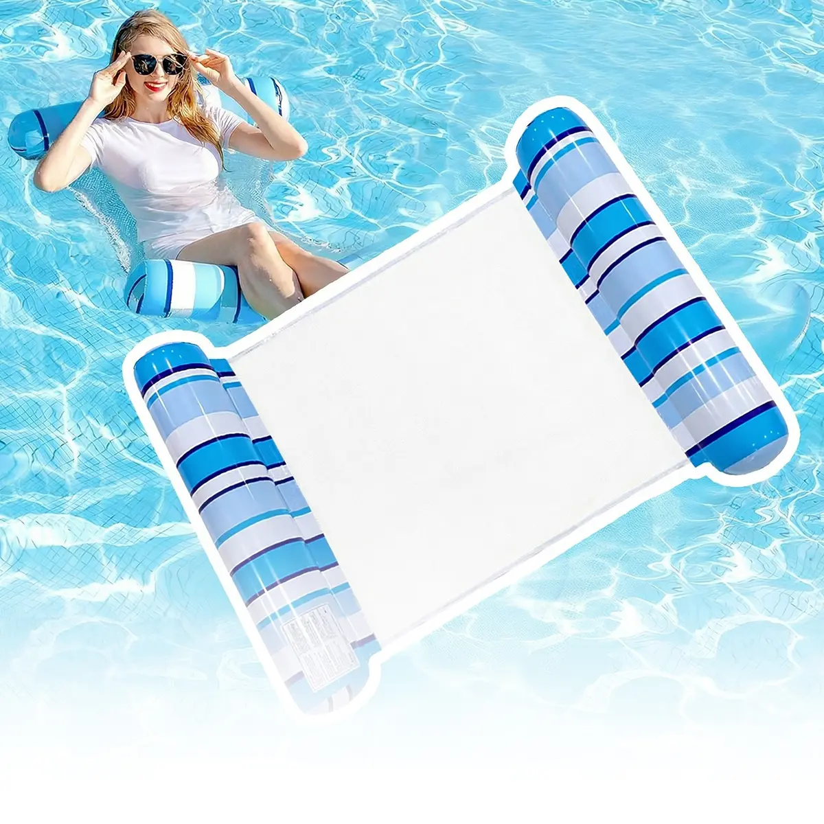 Adult Inflatable Pool Float Chair - 4-in-1 Heavy-Duty PVC Inflatable Pool Hammock Lounger, Must-Have Home Supply for Vacation Water Activities, Inflatable Pool Hammocks, Pool Float Chairs