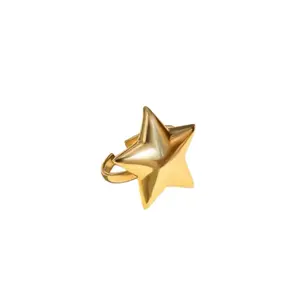 Chunky Star Stainless Steel Ring, Casual Unisex Everyday Fashion Costume Jewelry Accessory
