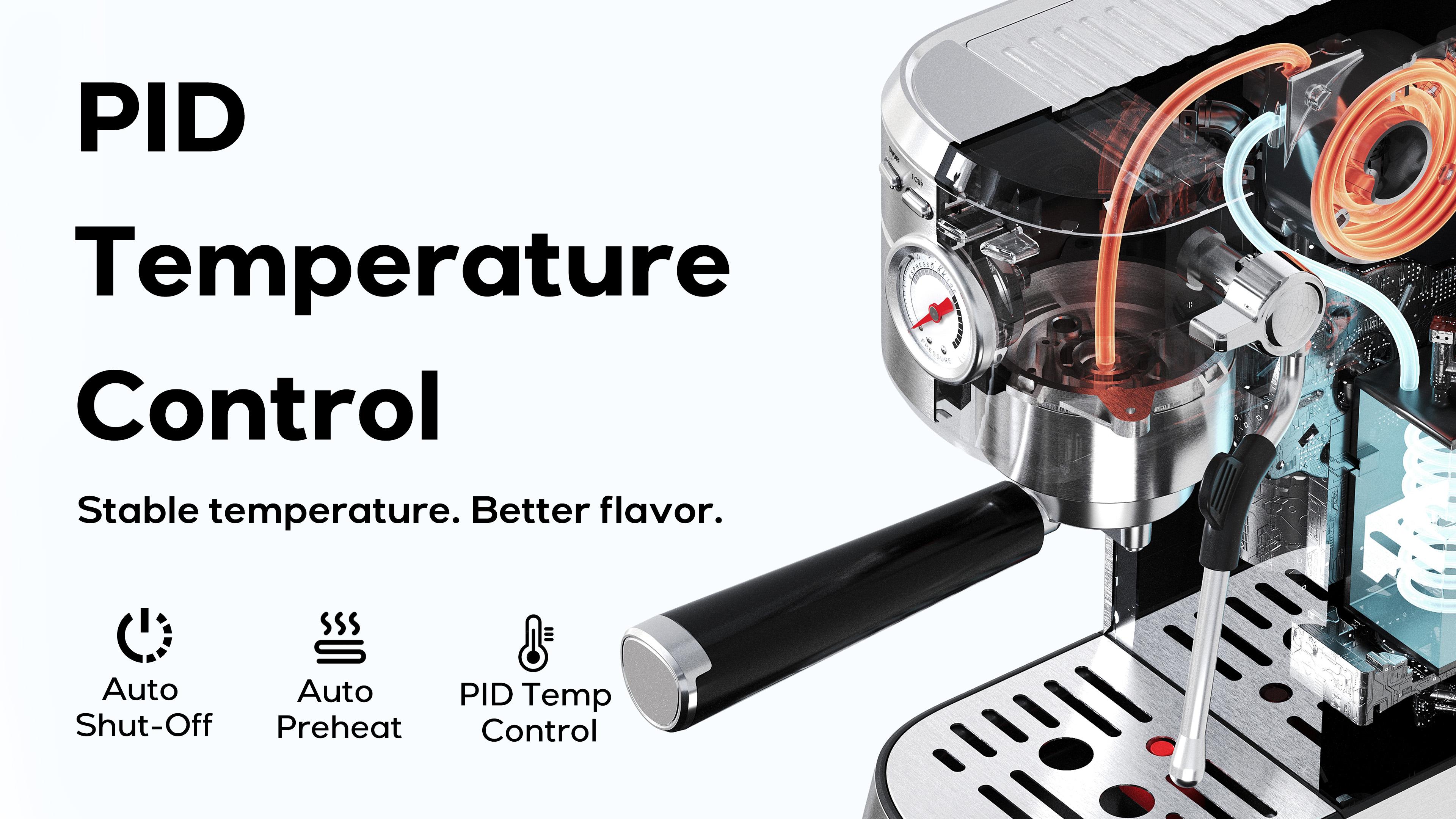 CASABREWS CM5418 Espresso Machine, 20-Bar Coffee Maker with PID Temperature Control, Pressure Gauge, Pre-Infusion, Steam Wand & Stainless Steel Design
