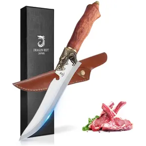 Dragon Riot Sharp Boning Knife, Full Tang Handle Deboning Knife with Sheath, Meat Trimming Professional Fillet Knife in High Carbon Steel