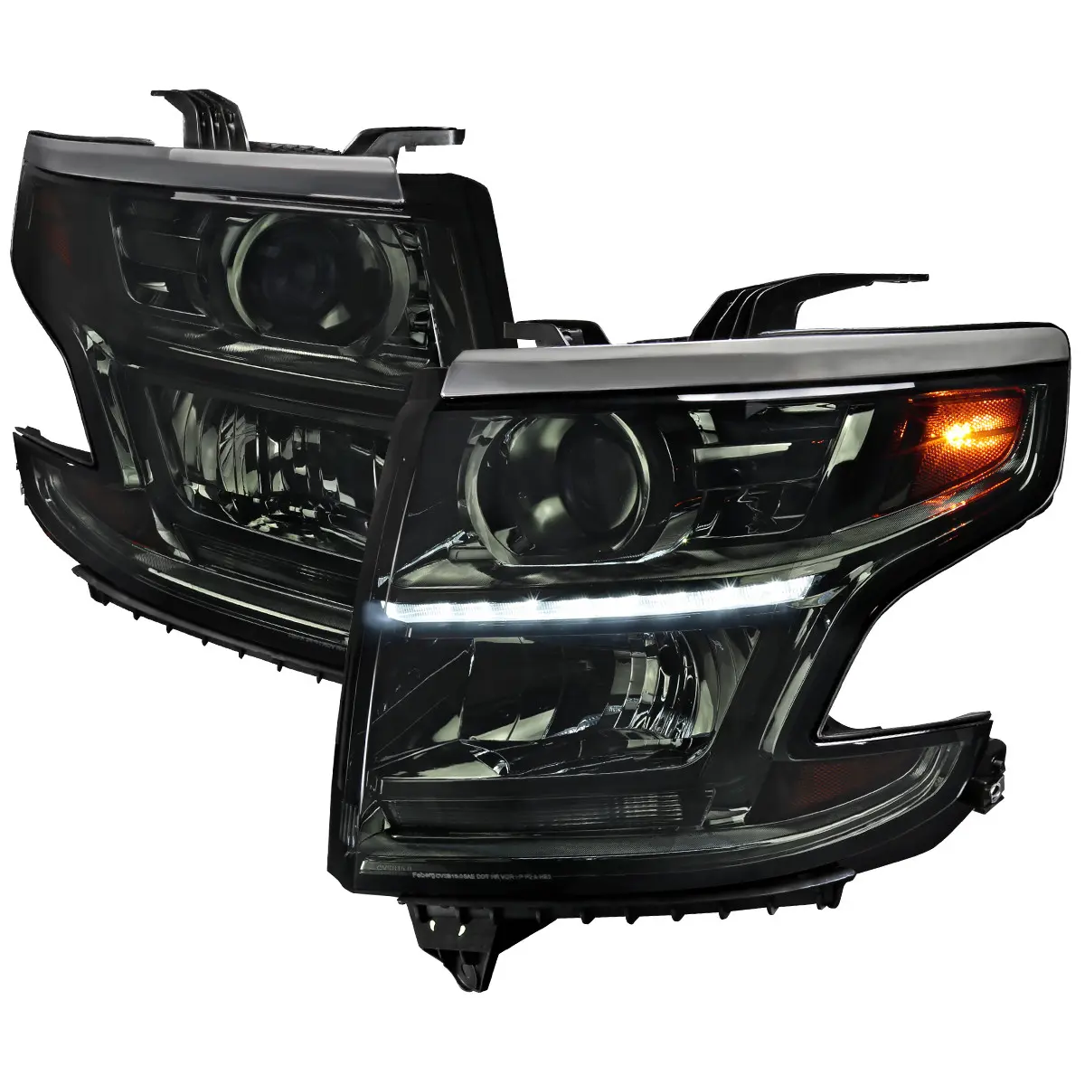 2015-2020 Chevrolet Tahoe Suburban/ 2016-2019 Suburban 3500HD Projector Headlights w/ LED Light Strip (Chrome Housing/Smoked Lens)
