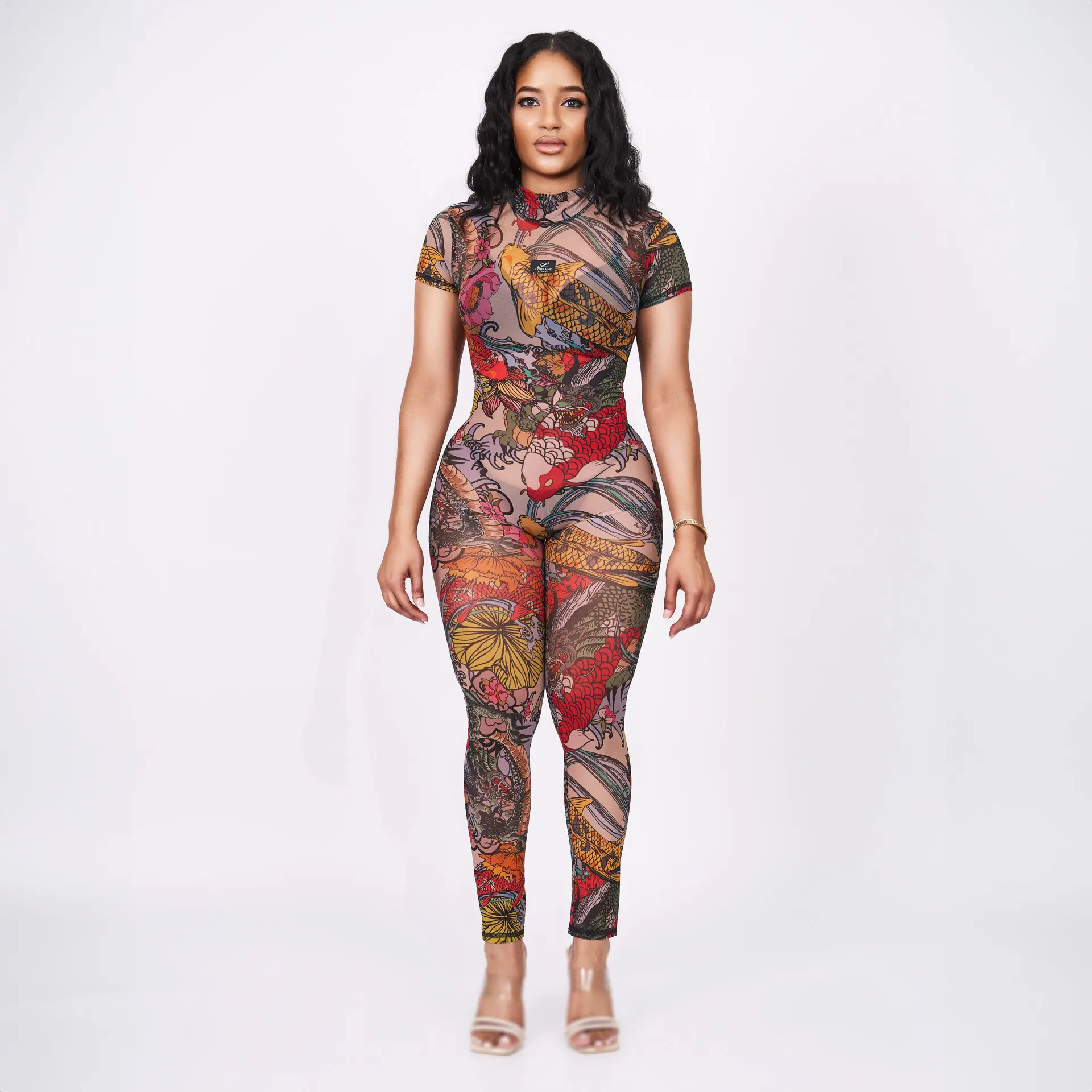 JLorraine Coi Jumpsuit - Backless, High Neck, Mesh Fabric - Casual Womenswear