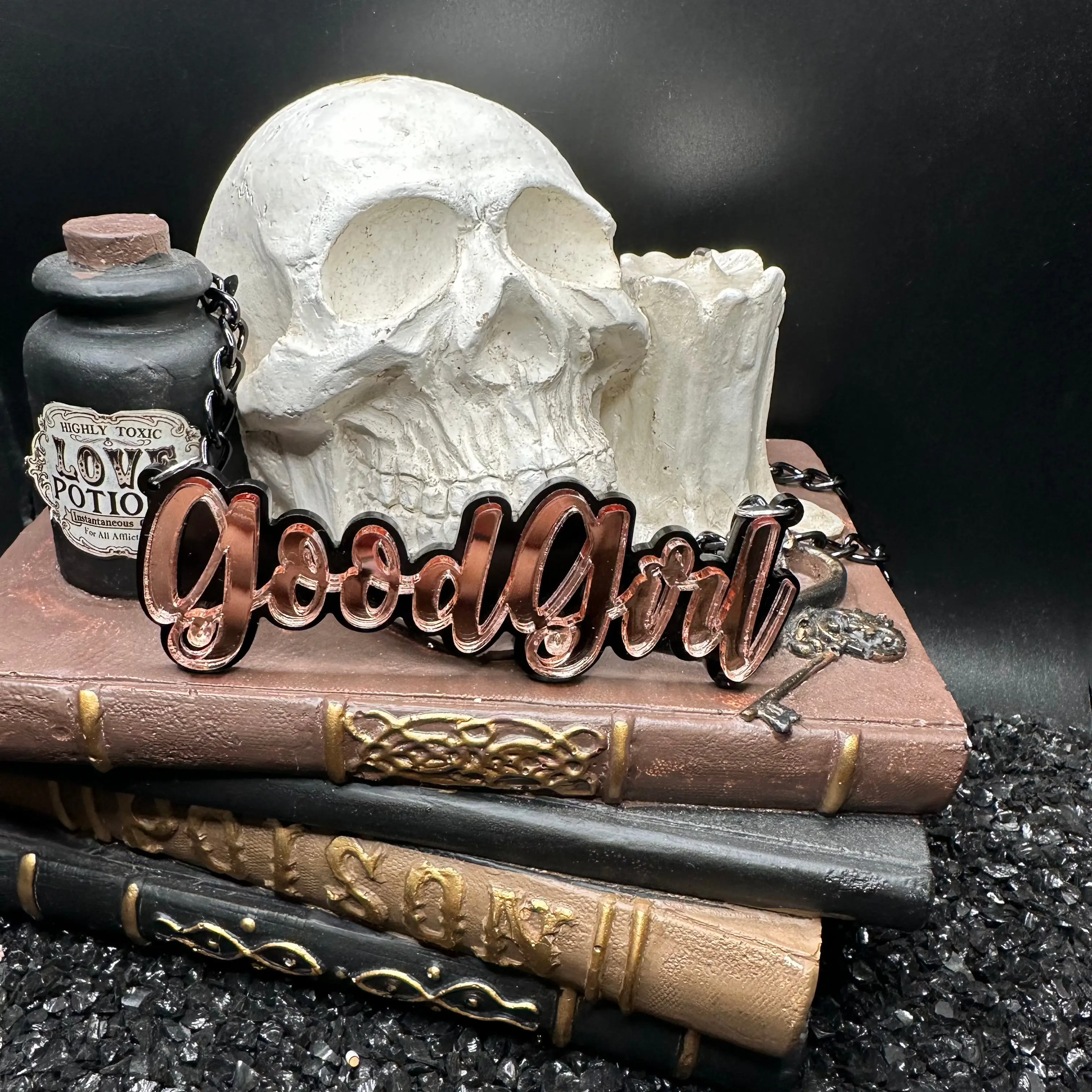 Good Girl Layered Laser-Cut Acrylic Necklace with Acrylic Charms
