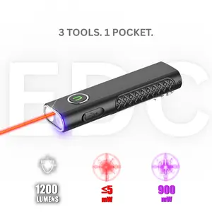 UltraFire S3 3-in-1 Flat EDC Flashlight | 1200LM Magnetic Work Light for Mechanics | 365nm UV Leak Detection & Red Laser Pointer High Lumen Brightness
