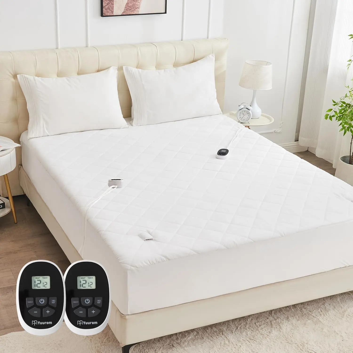 Heated Mattress Pad King 78"×80" Electric Bed Warmer with Memory & Preheat Functions, Dual Control 12 Heat Settings 12-Hour Auto Off 13ft Extra Long Cord Fits 18-24" Deep Pocket