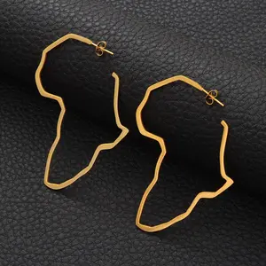 Africa Shaped Map Earrings / Large Hoop For Women