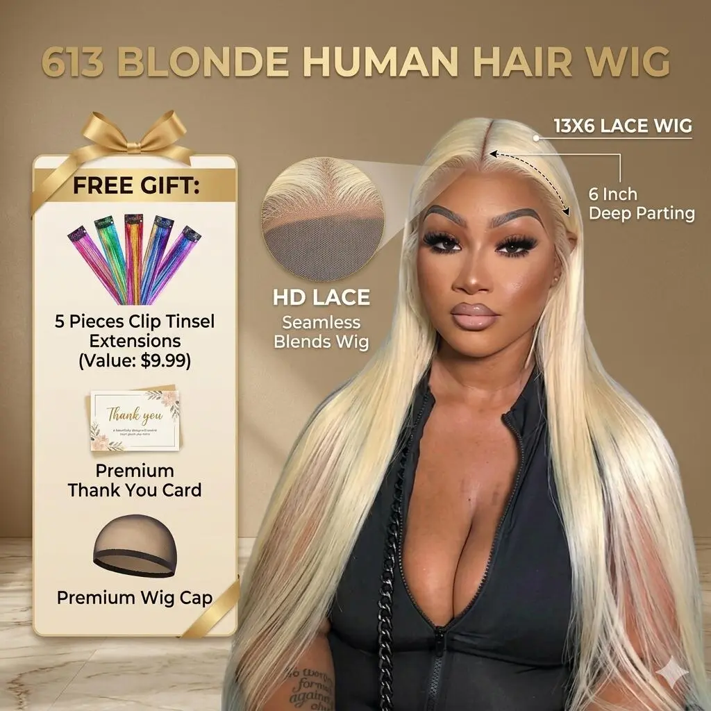 613 Human Hair Wig Vietnamese Raw Body Wave Hd Lace Frontal Wigs 13x6 Straight  Blonde Hd Lace Frontal Wigs for Women Pre Plucked With Baby Hair