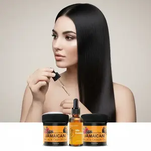 3-Piece Hair Care Set, Contains 2 Jamaican Castor Oil Moisturizing Lotion & 1 Smooth Hair Oil, Glycerin & Hyaluronic Acid, Unisex, Natural Hair Oil, Nourishing Hair Care