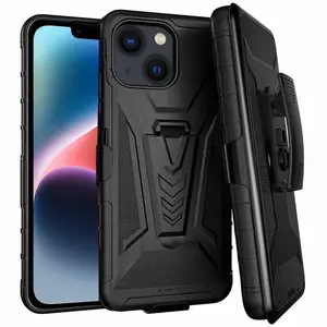 Rome Tech Dual-Layer Holster Case with Kickstand for Apple iPhone 14 Plus – Rugged 360° Drop Protection, Non-Slip TPU + PC Armor, Foldable Kickstand, Raised Bezel Screen & Camera Protection, 180° Rotating Belt Clip