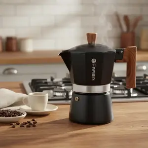 Fraisin Stovetop Espresso Maker Moka Pot, Cuban Coffee Maker Stove top coffee maker Moka Italian Espresso Greca Coffee Maker Brewer Percolator, Multiple size - Black
