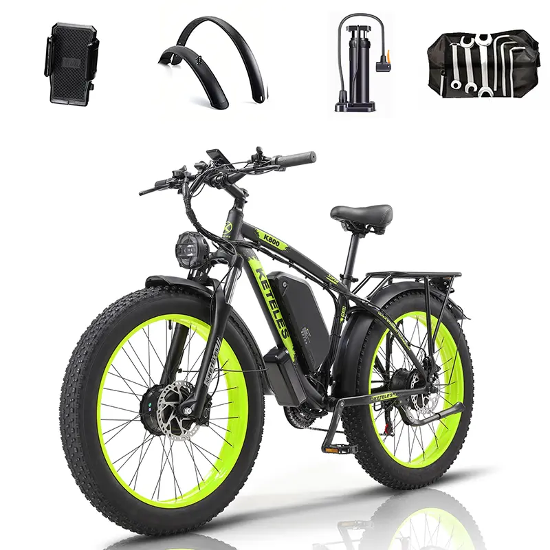 k800  Dual Motor Electric Bike for Adults Peak 4000W 48V23Ah Removable Battery Electric Bike 26 Inch Mountain E bike 21 Speed Electric Dirt E Bikes Front Suspension UL Certified 28mph    e bike e-bike electric adventure bike