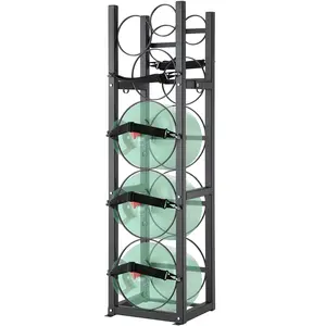 VEVOR Refrigerant Tank Rack,  with 3 x 30lbs and Other 3 Small Bottle Tanks, Cylinder Tank Rack 12.79x12.99x47.12 in, Refrigerant Cylinder Rack and Holders for Freon, Gases, Oxygen, Nitrogen Organiser Steel