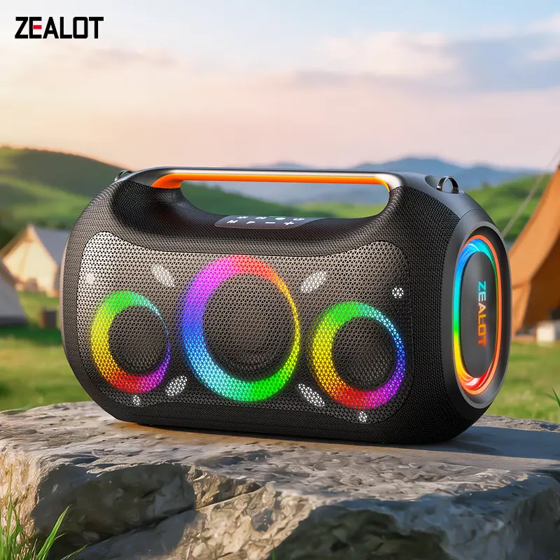 【ZEALOT】ZE51 400W High Power Bluetooth Speaker, 48000mAh Battery BT5.3 RGB Lights, Waterproof IPX6, USB/TF/AUX Playback, TWS Multiple Connection，App Control, OTG Recording for Party Camping Beach Home