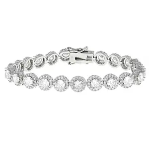 JTV White Cubic Zirconia Rhodium Over Brass Bracelet 19.29ctw