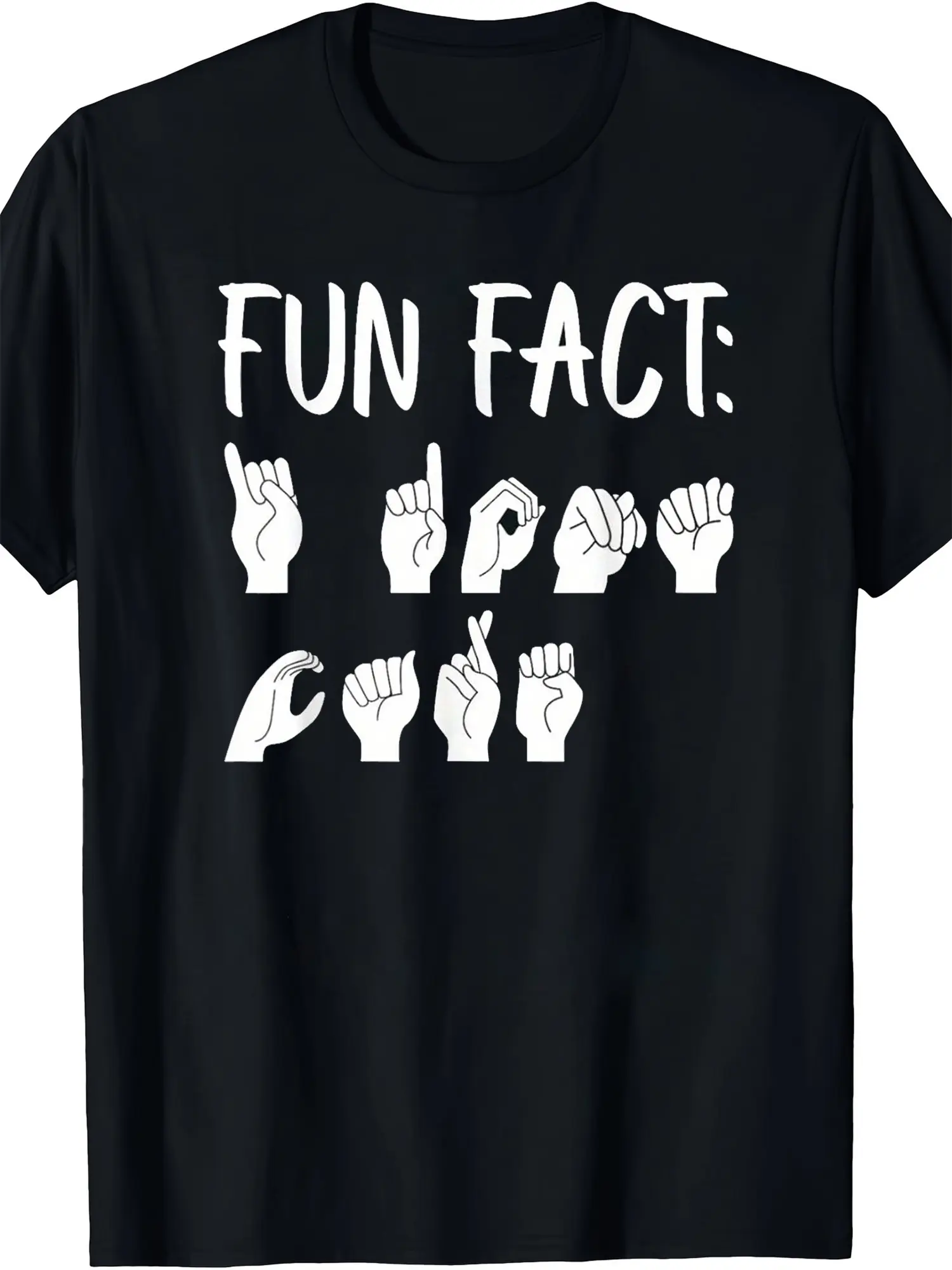 Menswear Fashion Round Neck Shortsleeve 100% Cotton Lightweight ASL American Sign Language Prints T-Shirt - Great Birthday Gift for Friends, Ideal for Casual Wear, Parties