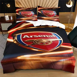 Arsenal Team Pattern Printed Soft Durable Bedding Set, Includes 1 Fitted Sheet and 1 or 2 Pillowcases, Excluding The Core And Pillow Core, Modern Style Bedroom Decor Gift