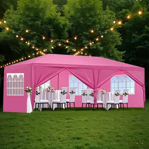 10x20' Wedding Party Canopy Tent Outdoor Gazebo with 6 Removable Sidewalls Pink Color