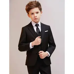 Jacket+Vest+Pants+Tie+shirt-5pcs Set Formal Dress Piano Performance Graduation Ceremony Suit Wedding Attire