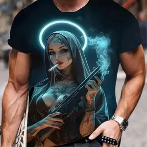 Men's Gothic Nun Short-Sleeve T-Shirt - Vintage-Inspired Menswear Top