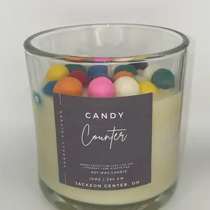 Candy Counter 8oz Soy Wax Candle with Colorful Candy Pieces - Hand Poured in Jackson Center OH - Sparkly Chicken Brand