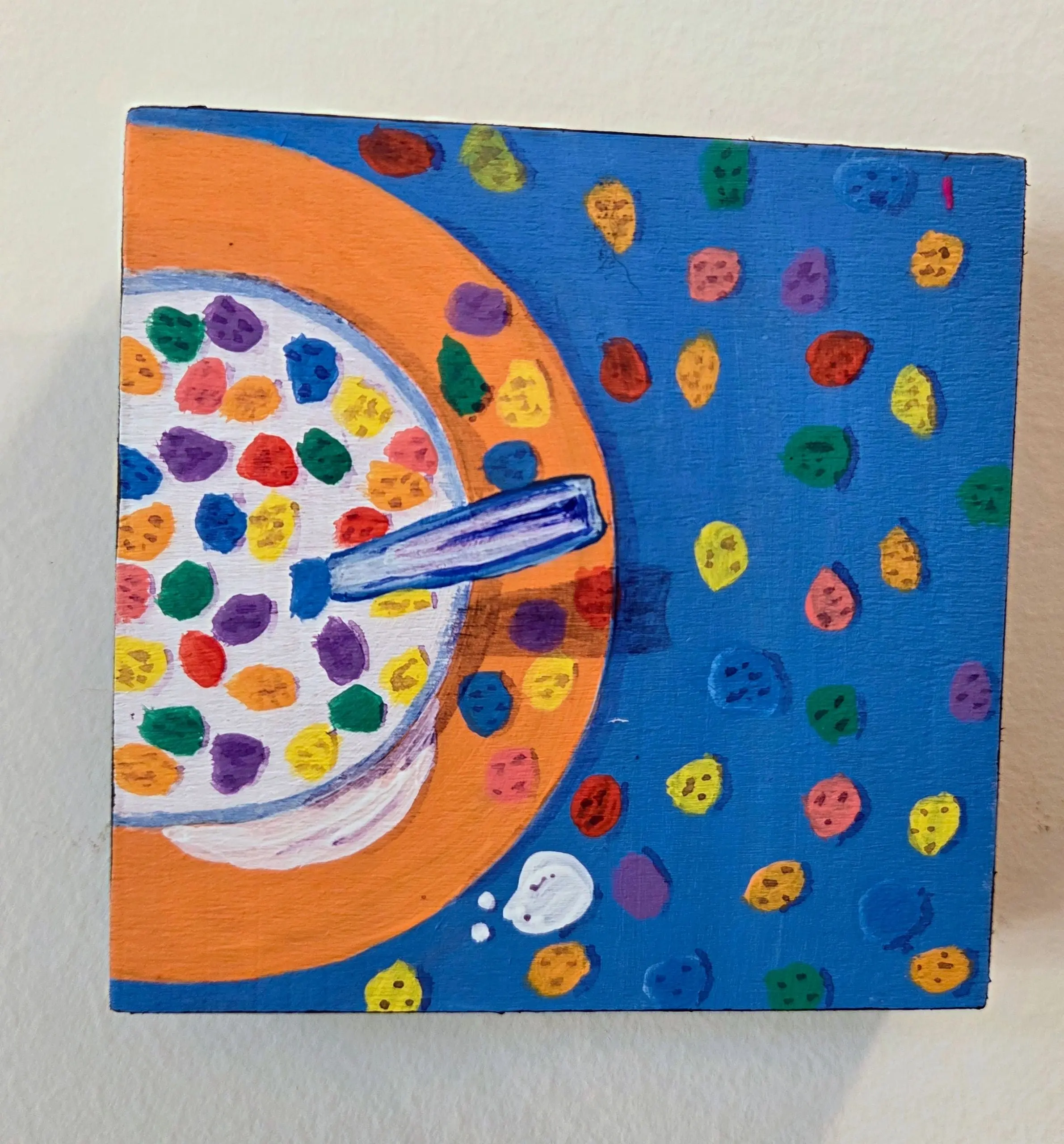 Colorful Cereal 2 of 3 Original Gouache Painting 4x4 Collection