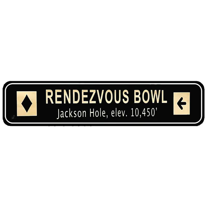 Durable Build) Vintage Rendezvous Bowl Jackson Hole Metal Sign - Retro Aluminum Wall Decor for Ski House or Garage, 4x16 Inch, Rustic Distressed Design with Elevation Guide, Winter Decorations for Home